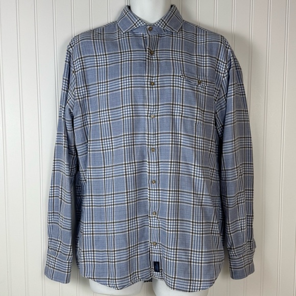 Jonnie - O Shirt Button Front Men Sz. Medium Blue Plaid Long Sleeve‎ 100% Cotton - Picture 2 of 12